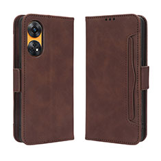 Leather Case Stands Flip Cover Holder BY3 for Oppo Reno8 T 4G Brown