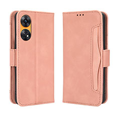 Leather Case Stands Flip Cover Holder BY3 for Oppo Reno8 T 4G Pink
