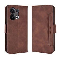 Leather Case Stands Flip Cover Holder BY3 for Oppo Reno9 Pro 5G Brown
