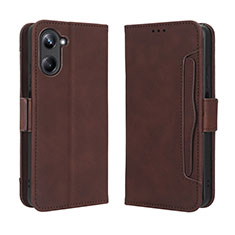 Leather Case Stands Flip Cover Holder BY3 for Realme 10 4G Brown