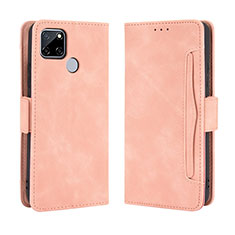 Leather Case Stands Flip Cover Holder BY3 for Realme C25 Pink