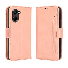 Leather Case Stands Flip Cover Holder BY3 for Realme C33 (2023) Pink