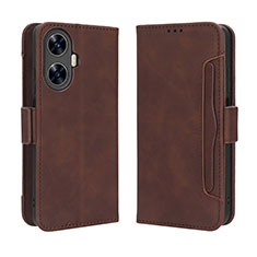 Leather Case Stands Flip Cover Holder BY3 for Realme C55 Brown