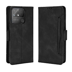Leather Case Stands Flip Cover Holder BY3 for Realme Narzo 50A Black