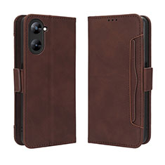Leather Case Stands Flip Cover Holder BY3 for Realme Q5x 5G Brown