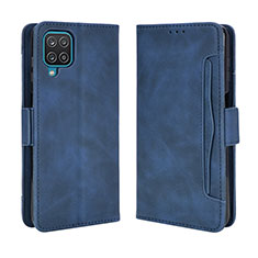Leather Case Stands Flip Cover Holder BY3 for Samsung Galaxy A12 Nacho Blue