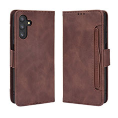 Leather Case Stands Flip Cover Holder BY3 for Samsung Galaxy A13 5G Brown
