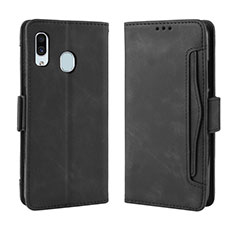 Leather Case Stands Flip Cover Holder BY3 for Samsung Galaxy A20e Black