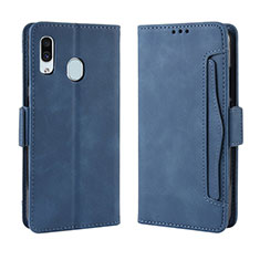 Leather Case Stands Flip Cover Holder BY3 for Samsung Galaxy A20e Blue