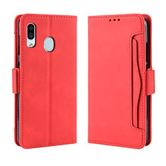 Leather Case Stands Flip Cover Holder BY3 for Samsung Galaxy A20e Red