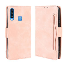 Leather Case Stands Flip Cover Holder BY3 for Samsung Galaxy A20s Pink