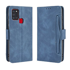 Leather Case Stands Flip Cover Holder BY3 for Samsung Galaxy A21s Blue