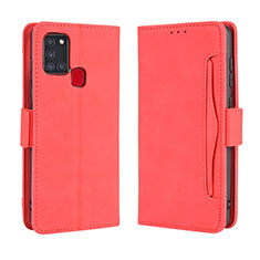 Leather Case Stands Flip Cover Holder BY3 for Samsung Galaxy A21s Red