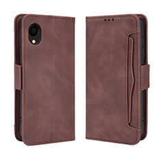 Leather Case Stands Flip Cover Holder BY3 for Samsung Galaxy A22 5G SC-56B Brown