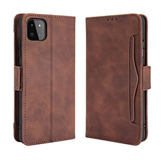 Leather Case Stands Flip Cover Holder BY3 for Samsung Galaxy A22s 5G Brown