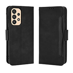 Leather Case Stands Flip Cover Holder BY3 for Samsung Galaxy A23 4G Black
