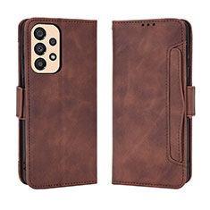 Leather Case Stands Flip Cover Holder BY3 for Samsung Galaxy A23 4G Brown