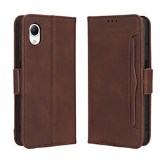 Leather Case Stands Flip Cover Holder BY3 for Samsung Galaxy A23e 5G Brown