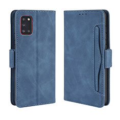 Leather Case Stands Flip Cover Holder BY3 for Samsung Galaxy A31 Blue