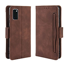 Leather Case Stands Flip Cover Holder BY3 for Samsung Galaxy A41 Brown
