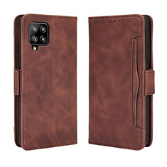 Leather Case Stands Flip Cover Holder BY3 for Samsung Galaxy A42 5G Brown