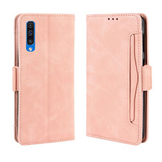 Leather Case Stands Flip Cover Holder BY3 for Samsung Galaxy A50S Pink