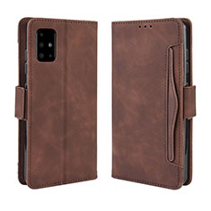 Leather Case Stands Flip Cover Holder BY3 for Samsung Galaxy A51 4G Brown