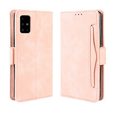 Leather Case Stands Flip Cover Holder BY3 for Samsung Galaxy A51 4G Pink