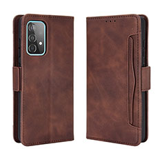 Leather Case Stands Flip Cover Holder BY3 for Samsung Galaxy A52 5G Brown