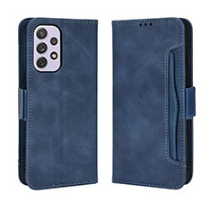 Leather Case Stands Flip Cover Holder BY3 for Samsung Galaxy A73 5G Blue