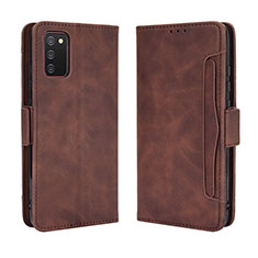 Leather Case Stands Flip Cover Holder BY3 for Samsung Galaxy F02S SM-E025F Brown