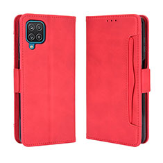 Leather Case Stands Flip Cover Holder BY3 for Samsung Galaxy F12 Red