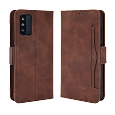 Leather Case Stands Flip Cover Holder BY3 for Samsung Galaxy F52 5G Brown