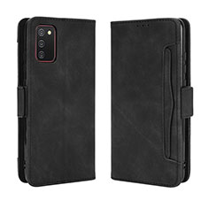 Leather Case Stands Flip Cover Holder BY3 for Samsung Galaxy M02s Black
