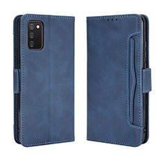 Leather Case Stands Flip Cover Holder BY3 for Samsung Galaxy M02s Blue