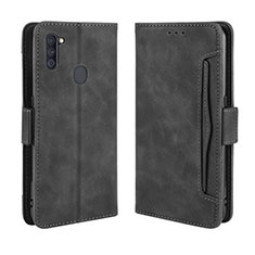 Leather Case Stands Flip Cover Holder BY3 for Samsung Galaxy M11 Black