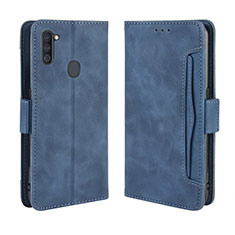 Leather Case Stands Flip Cover Holder BY3 for Samsung Galaxy M11 Blue