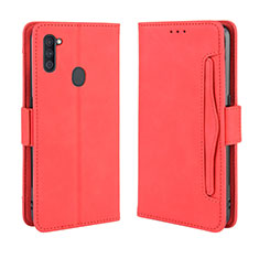 Leather Case Stands Flip Cover Holder BY3 for Samsung Galaxy M11 Red