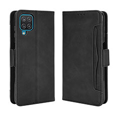 Leather Case Stands Flip Cover Holder BY3 for Samsung Galaxy M12 Black