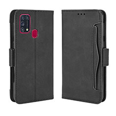 Leather Case Stands Flip Cover Holder BY3 for Samsung Galaxy M21s Black