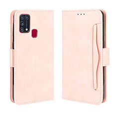 Leather Case Stands Flip Cover Holder BY3 for Samsung Galaxy M21s Pink