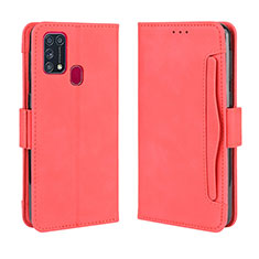 Leather Case Stands Flip Cover Holder BY3 for Samsung Galaxy M21s Red