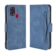 Leather Case Stands Flip Cover Holder BY3 for Samsung Galaxy M31 Prime Edition Blue