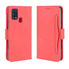 Leather Case Stands Flip Cover Holder BY3 for Samsung Galaxy M31 Prime Edition Red