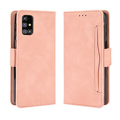 Leather Case Stands Flip Cover Holder BY3 for Samsung Galaxy M31s Pink