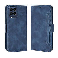 Leather Case Stands Flip Cover Holder BY3 for Samsung Galaxy M33 5G Blue