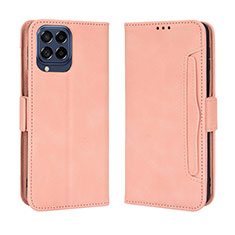 Leather Case Stands Flip Cover Holder BY3 for Samsung Galaxy M33 5G Pink