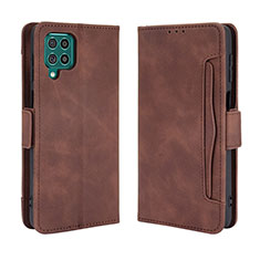 Leather Case Stands Flip Cover Holder BY3 for Samsung Galaxy M62 4G Brown
