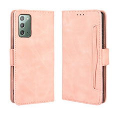 Leather Case Stands Flip Cover Holder BY3 for Samsung Galaxy Note 20 5G Pink