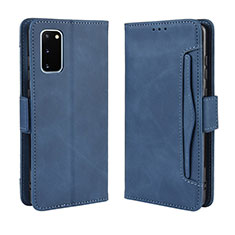 Leather Case Stands Flip Cover Holder BY3 for Samsung Galaxy S20 5G Blue